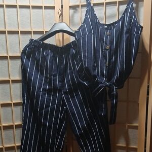Navy Striped Women's Jumpsuit